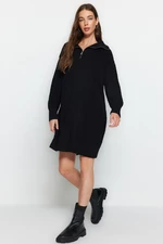 Trendyol Black Mini Sweater with Zipper Dress