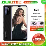 OUKITEL C25 Android 11 Cellphone 4GB+32GB Smartphone 6.52'' HD+ 5000mAh Battery 13MP Triple Rear Camera Mobile Phone