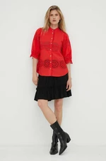 Košile Bruuns Bazaar červená barva, regular, se stojáčkem
