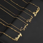 Acheerup New Personalized Custom Box Chain Name Necklace for Women Stainless Steel Water Wave Chain Pendant Choker Jewelry Gift