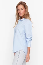 Trendyol Blue Loose Fit Cotton Woven Shirt