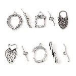 10 Sets Antique Silver Color Toggle Clasps OT Clasp Connectors Metal Flower Feather Buckle DIY Bracelet Jewelry Findings Making