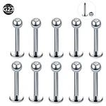 10Pcs/lot G23 Titanium Crystal Labret Piercing Ring Lip Zircon Cartilage Tragus Piercing Earring Stud Body Piercing Jewelry