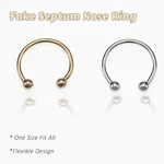 1 Pcs/Pack Fake Septum Nose Hoop Ring Nasal Loop Punk Faux Nostril Piercing Body Jewelry Hip Hop Rock Ear Clip Cuff Jewellery