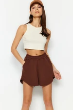 Trendyol Dark Brown High Waist Shorts