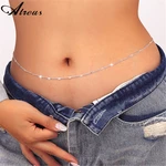 1pcs Silver Plated Ingot Waist chain Women Summer Beach Jewelry Gold Color Belly Chains Simple Korean Fashion Body Jewelry Gifts