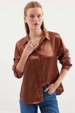 Bigdart 3964 Lightly Flowy Satin Shirt - Blue