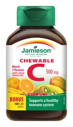 JAMIESON Vitamín C 500 mg tablety na cucání mix tří ovocných příchutí 120 ks JAMIESON Vitamín C 500 mg tablety na cucání mix tří ovocných příchutí 120 ks
