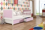 Dětská postel Piano, bílá/růžová + MATRACE