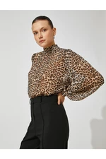 Koton Leopard Patterned Blouse High Neck