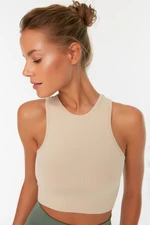 Trendyol Cream Seamless/Seamless Ribbed and Lightly Supported/Shaping Sports Bra