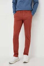 Kalhoty Pepe Jeans James pánské, červená barva, přiléhavé