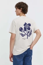 Bavlnené tričko Solid pánsky, béžová farba, s potlačou