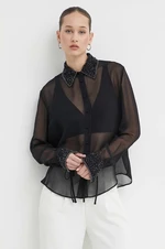 Košeľa Blugirl Blumarine dámska,čierna farba,regular,s klasickým golierom,RA4081.T3854