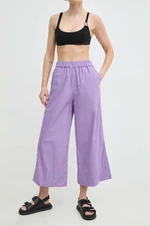 Bavlnené nohavice MAX&Co. fialová farba, široké, vysoký pás, 2416131024200