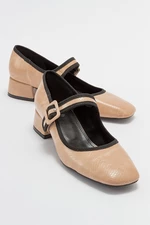 LuviShoes CURES Women's Beige Patterned Heeled Shoes