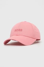 Bavlněná baseballová čepice BOSS růžová barva, s aplikací, 50495441