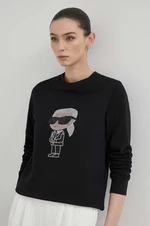 Bavlněná mikina Karl Lagerfeld dámská, černá barva, s aplikací