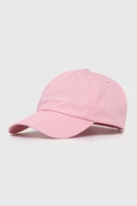 Bavlněná baseballová čepice Tommy Jeans růžová barva