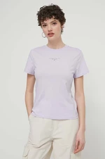 Bavlnené tričko Tommy Jeans dámsky, fialová farba, DW0DW17828
