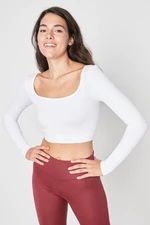 Trendyol White Seamless/Seamless Crop Extra Stretchy Square Neck Sports Blouse