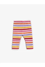 Koton Girls' Ecru Striped Striped Leggings