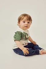 Detské bavlnené tričko zippy béžová farba, s potlačou