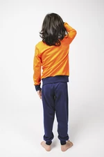 Remek boys' pyjamas, long sleeves, long legs - orange/navy blue