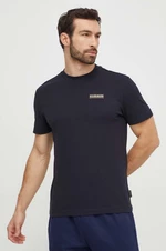 Bavlnené tričko Napapijri S-Iaato pánske, čierna farba, s nášivkou, NP0A4HFZ0411