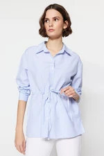 Trendyol Blue Striped Woven Shirt with Lacing Detail