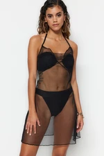 Trendyol Black Fitted Mini Beach Dress