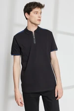 ALTINYILDIZ CLASSICS Men's Black Slim Fit Slim Fit Polo Neck Short Sleeve Cotton T-Shirt. ALTINYILDIZ CLASSICS Men's Black Slim Fit Slim Fit Polo Neck Short Sleeve Cotton T-Shirt.