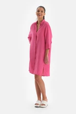 Dagi Fuchsia Linen Long Shirt