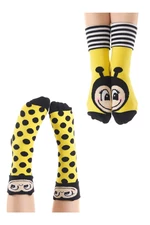 Denokids Ari Girls' Yellow Black Crewneck Socks 2 Pairs Set