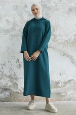 InStyle Ivona Hooded Sweater Dress - Oil Green