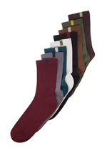 Trendyol Men's Multicolored Cotton 8-Pack Textured Contrast Color Block Split Clutch Socks.