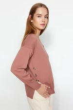 Trendyol Dried Rose V-Neck Knitwear Sweater