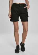 Women's High Waisted Cargo Shorts - Black