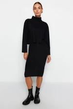 Trendyol Black Normal Waist Thessaloniki/Knitwear Look Midi Pencil Skirt, Knitted