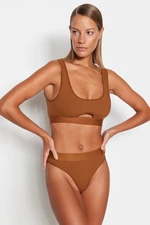 Trendyol Brown Corded Elastic Window/Cut Out Detailed Knitted Underwear Set