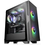 Thermaltake Versa T25 TG midi tower PC skrinka čierna 1 predinštalovaný ventilátor, bočné okno, prachový filter