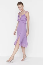 Trendyol Lilac Ruffle Detailed Evening Dress