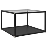 Tea Table Transparent and Black 23.6"x23.6"x13.8" Tempered Glass