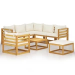 8 Piece Garden Lounge Set with Cushion Cream Solid Acacia Wood