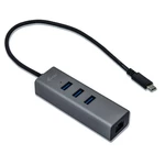 USB Hub i-tec Metal USB-C/3x USB 3.0 + 1x RJ45 (C31METALG3HUB) strieborný USB Hub • USB-C na 3× USB 3.0 a 1× ethernetový gigabit port • prepäťová ochr