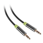 Kábel GoGEN Jack 3,5mm, 5m, pozlacené konektory (JACK500MM01) čierny prepojovací stereo kábel • 2× jack 3,5 mm • kovové konektory • pozlátené kontakty