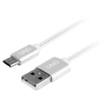Kábel GND USB / micro USB, 1m, opletený (MICUSB100MM05) strieborný prepojovací micro USB kábel • 1× USB 2.0 • dĺžka 1 m