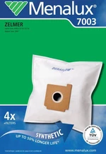 Sáčky pre vysávače Menalux 7003 náhradní sáček do vysavače • vhodné pro vysavače Zelmer • až o 50 % delší životnost než běžný sáček • v balení 4 ks sá