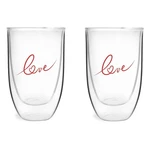 Sada 2 pohárov z dvojstenného skla s potlačou Love Vialli Design, 350 ml