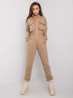 Dark beige cotton jumpsuit